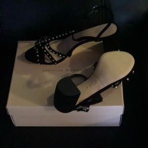 Blk suede Sandals with rhinestones